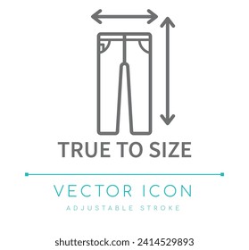 True to Size Pants Bekleidung Fashion-Vektorzeilensymbol