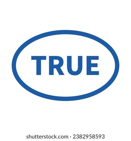 True Stamp In Blue Line Oval Shape For Verification Information
