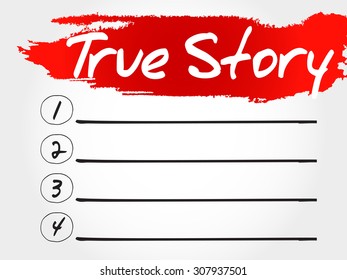 True Story blank list, business concept