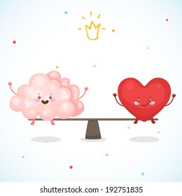 True story, the brain and the heart, vector.