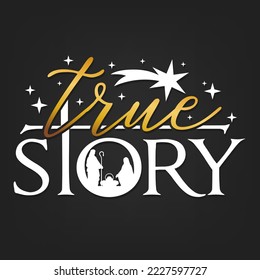 True Story Nativity Scene Silhouette. Holidays Christmas Religion. Holly Night Characters. Cut File Design. Vector Clip Art. svg