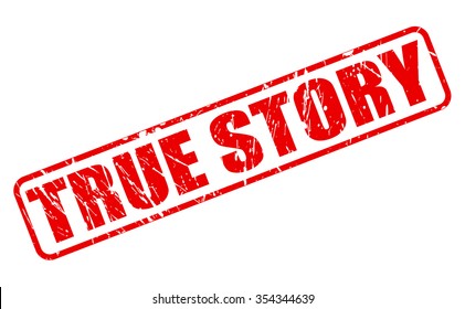 TRUE STORY red stamp text on white