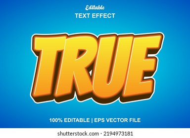 True Text Effect With Orange Color 3d Style.