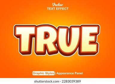 true text effect with orange color graphic style editable