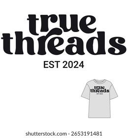 true threads logo with t-shirt design,  