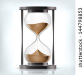 True transparent sand hourglass isolated on white background. Simple and elegant sand-glass timer. Sand clock icon 3d illustration.