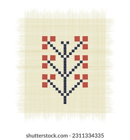 The True Tree , Palestinian embroidery Tatreez symbol drawing over white background