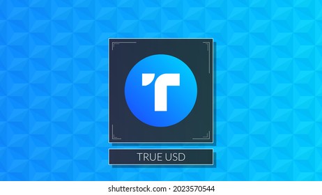 True USD cryptocurrency colorful logo on pattern background.
