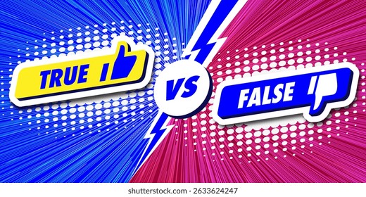 True vs false card 3d style on bright background
