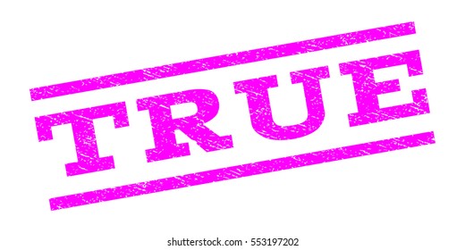 True watermark stamp. Text tag between parallel lines with grunge design style. Rubber seal stamp with dust texture. Vector magenta color ink imprint on a white background.