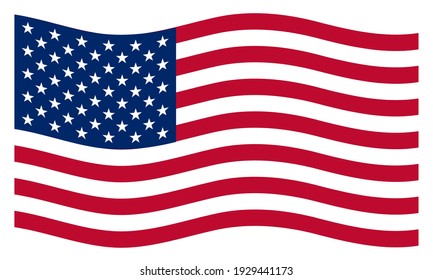 True waving flag of the United States of America