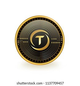 TrueUSD Cryptocurrency Black Coin Isolated