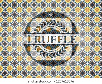 Truffle arabic emblem. Arabesque decoration.
