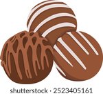 Truffle Chocolate Bonbon or Chocolate Ball Snack Isolated on White Background