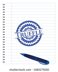 Truffle draw with pen effect. Blue ink. Vector Illustration. Detailed.
