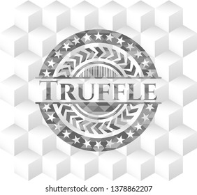 Truffle grey emblem with geometric cube white background