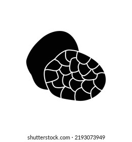 Truffle icon in black flat glyph, filled style isolated on white background
