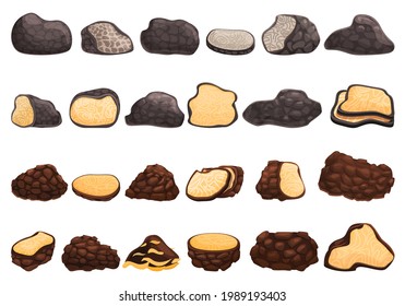 Truffle icons set. Cartoon set of truffle vector icons for web design