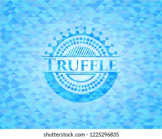 Truffle light blue emblem. Mosaic background