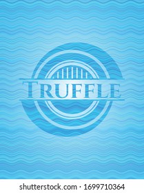 Fondo del emblema azul Truffle. Ilustración vectorial. Detallado.