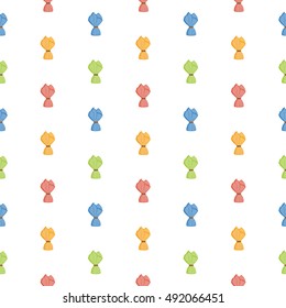 Truffles. Chocolate candy in colorful wrapper. Vector seamless pattern. Flat design style. Swatch inside