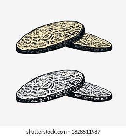 Truffles mushrooms. Engraved hand drawn vintage sketch. Ingredients for cooking food. Woodcut style. Vector illustration.