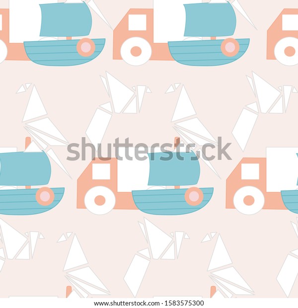 truks, boats and paper. birds pattern design,\
perfect to use on the web or in\
print