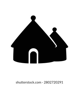 Trullo Italian Traditional House Solid Silhouette Icon Design Collection