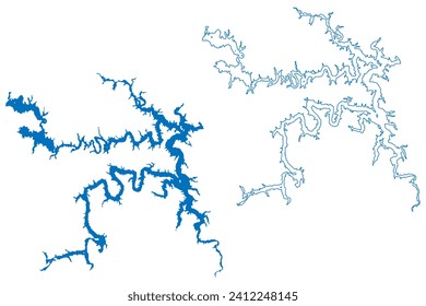 Truman Lake (United States of America, Missouri) map vector illustration, scribble sketch Reservoir Harry S Truman Dam map