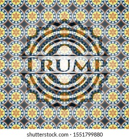 Trump arabic badge background. Arabesque decoration.