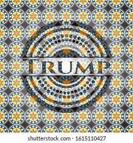 Trump arabic badge background. Arabesque decoration.