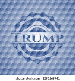 Trump blue polygonal badge.