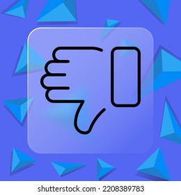 Trump Down Line Icon. Review, Dislike, Rating, Emoticon, Thumb Down, Bad Mood, Comment, Click, Rate The Level Of Service. Impression Concept. Glassmorphism Style. Vector Line Icon