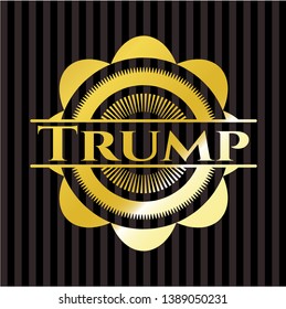 Trump gold badge or emblem. Vector Illustration. Detailed.