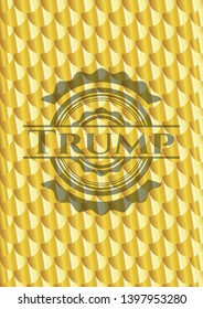 Trump golden emblem or badge. Scales pattern. Vector Illustration. Detailed.