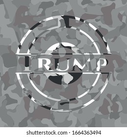 Trump grey camo emblem. Vector Illustration.