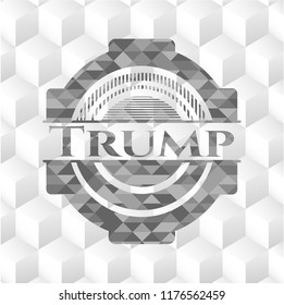 Trump grey emblem. Retro with geometric cube white background