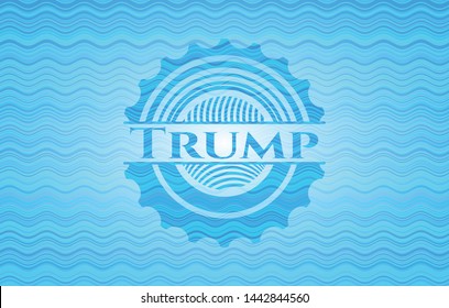 Trump light blue water badge. Vector Illustration. Detailed.