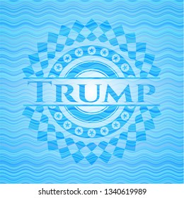 Trump light blue water wave badge background.