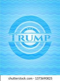 Trump light blue water wave style badge.