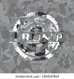 Trump on grey camouflage pattern