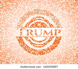 Trump orange mosaic emblem. Vector Illustration. Detailed.