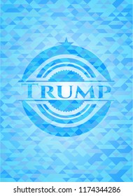 Trump sky blue emblem with mosaic ecological style background