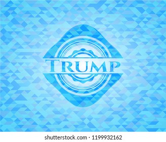 Trump sky blue emblem with mosaic ecological style background