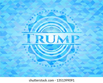 Trump sky blue emblem. Mosaic background