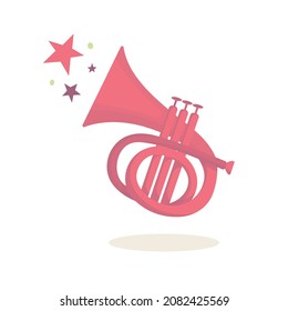 Trumpet abstract drawing.  Musical inspiration concept. Trumpet cartoon style, hand drawn vector illustration. Part of set.