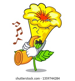 With trumpet allamanda flowers in a cartoon pots