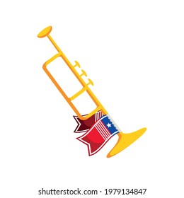 trumpet american flag celebration isolated