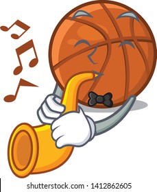 With trumpet basket ball isolated in the mascot