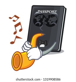 With trumpet black passport on the mascot table